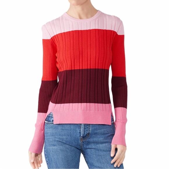 Tome Merino Wool Blend Colorblock sweater pink - 18 - Picture 1 of 14